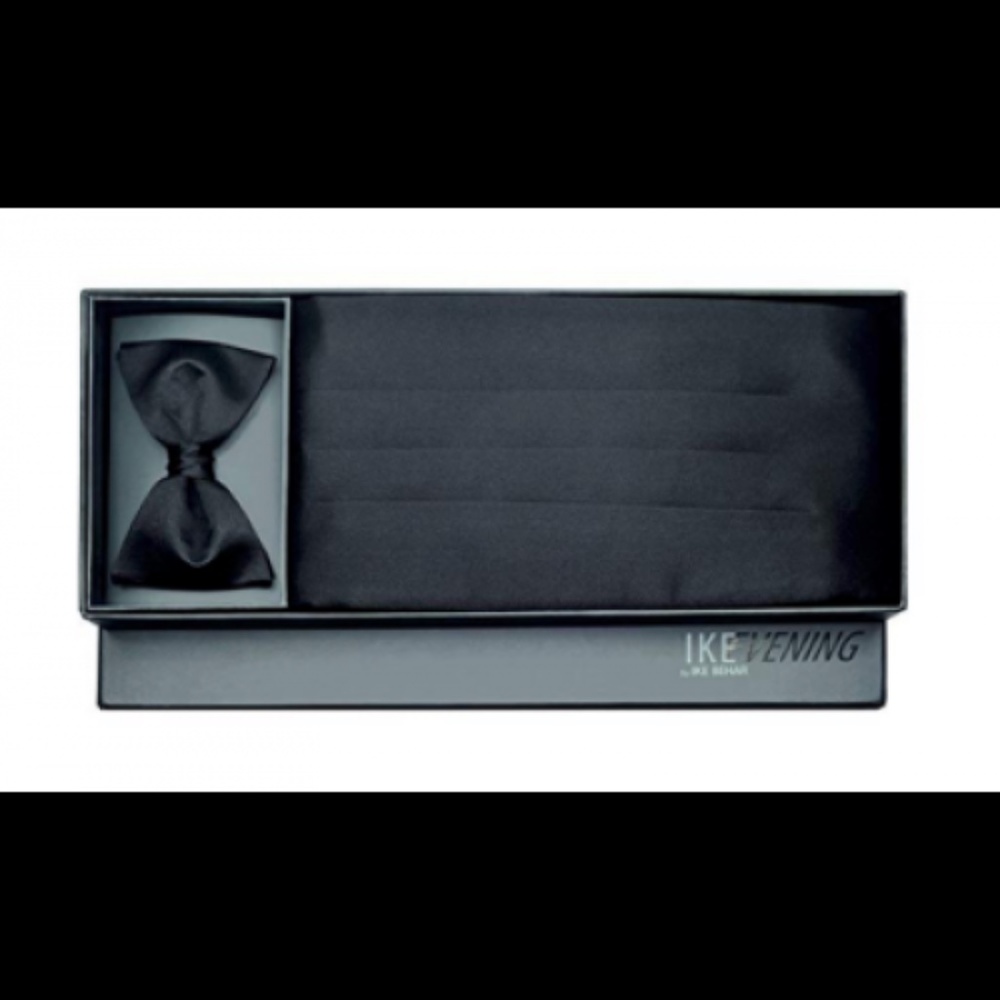 Ike Behar Silk Satin Bow Tie and Cumberbund Set